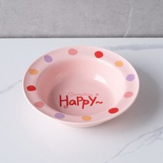 陶瓷寵物貓碗 飛碟碗 護頸防打翻 糧碗水碗 壁掛磁吸 高度角度可調, 1個, 圓點飛碟碗（粉色）