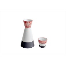 [유포] 일본풍 삼각 도자기 술병 도쿠리 사케 이자카야 일식집 전통주 독구리 200ml, 술잔