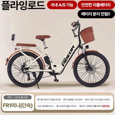 플라잉로드 24인치 전기자전거 남녀공용 출퇴근용 장거리주행 추천 분리충전형 리튬배터리 400W 산악자전거 전동자전거, 카키-미니-25Ah (배터리분리X), 하이텐강