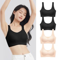 노블민트 여성 노와이어 심리스 브라 무봉재 스포츠 브래지어 4개 + 세탁망 세트