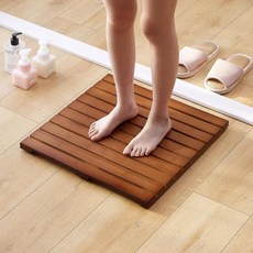 대나무 욕실 매트 미끄럼 방지 고무 포함 샤워용 욕조 바닥 실내외 스파 사우나 수영장용 자연색 255 x 17 14인치, 20" x 20" (직사각형), 갈색