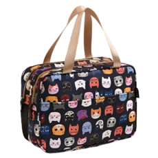 일상채움 고양이 패턴 물빠지는 수영장 목욕 방수 가방, 네이비