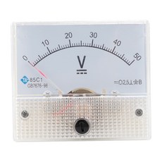 shangren DC 전압 미터 Dc 전압 측정기 패널 아날로그 디스플레이 테스터 전압 측정, DC 0-50V, 플라스틱, 화이트, 1개