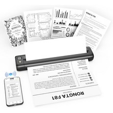 여행용 롱타 휴대용 프린터 무선 블루투스 모바일 학교사무실가정용 열 잉크 없는 안드로이드 iOS 및 노트북그레이과 호환 가능, GREY