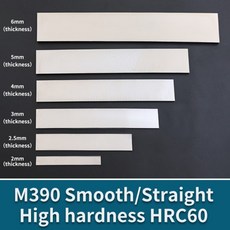 HRC60 두께 1 ~ 2.5mm를 만드는 칼용 M390 강철봉 빌렛, 1개, 04 150x12x2mm