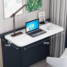 무타공 접이식 벽테이블 간이 다용도 보드 선반 미니, 1인용, 80 x 50cm 화이트 피아노 도장