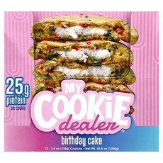 My Cookie Dealer Protein 프로틴 쿠키 생일 케이크 쿠키 12개 개당 108g(3.8온스), My Cookie Dealer Protein 프로틴 쿠, 108g, 1