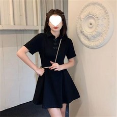 Yellwel 여름용 여성 빅사이즈 반팔 원피스 DJP