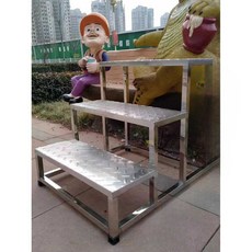 철제 계단 4단 논슬립 작은 가정용 스툴 외부, 1개, 미끄럼방지 3중구조 60x68x63 스텝 스툴