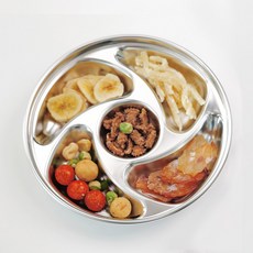 인콕 다이어트 스텐 식판 원형 5구, 1개, 없음