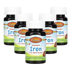 칼슨 츄어블 철분 딸기 15 mg 30 타블렛, 5개, 30정