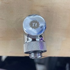 曜越 Pacific 各類水冷轉接頭 - 多角度水冷系統配置，DIY首選, 1個, 銀色90度