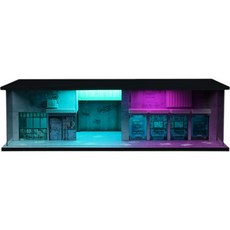 MA 1:64 賽博龐克場景燈光展示盒 模型車收納防塵箱 末日廢墟 MINIGT車庫小車拍照, 1個