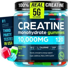 Creatine Gummies Monohydrate Complex 10 000mg for Men & Women -120 Gummies Advanced Formula W/L-Ta, Blueberry Raspberry and Apple, 120 Count (Pack of 1), 1개, 120정