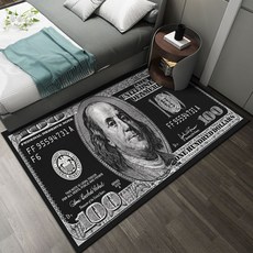 침대러그 침실 현관 문앞 입구 달러 돈모양 골드 러그, D. 100x200cm(골드 벨벳) * 2.블랙에 10