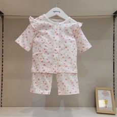 [아가방] 강남점*꽃향기 가득 실내복/시원한 얇은 7부 실내복/안심 무형광 면100%/아가방 내의