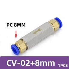 공압 체크 밸브 커넥터 6MM 8MM 10MM 12MM 공기 호스 가스 편도 1/8 1/, CV 02 8MM