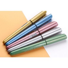 雄獅 MM-681B 軟頭金屬色奇異筆 (軟毛筆刷)，筆觸流暢，色彩飽和，適用多種材質, 5色組, 1個