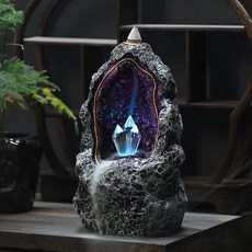 水晶溶洞倒流香擺件，LED燈室內裝飾熏香爐, 1個, 夢幻水晶（送倒流香）, 夢幻水晶