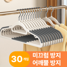 체니모 미끄럼방지 어깨뿔방지 옷걸이 회전고리 목늘림방지, 30개, 그레이