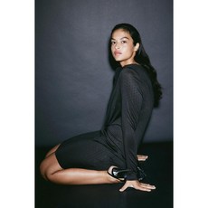 HM 매듭 디테일 저지 드레스 블랙스터드 1206762003, S(EUR S/P)