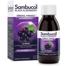 삼부콜 블랙 엘더베리 시럽 성인용 삼부커스 리퀴드 추출물 글루텐 프리 4 Fl Oz, 1개