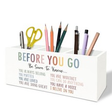 TFKFJLF 영감을 주는 나무 펜 연필 홀더 여성을 위한 영감을 주는 선물 교실 학교 기숙사 책상 액세서리용 동기 부여 긍정적인 나무 메이크업 브러시 홀더 정리함, TFKFJLF 영감을 주는 나무 펜 연필 홀더, 여성을