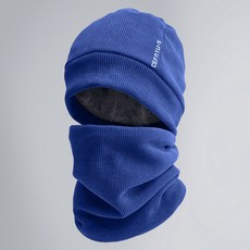 冬季 保暖帽 加絨 加厚 套頭圍脖 防風面罩 戶外 釣魚 騎車 防寒 護耳 護頸椎, （藏藍）加絨兩件套, 1個