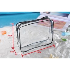 GoGraphy 透明收納袋 加厚防水拉鍊設計 多功能分類萬用包, 中號拉鍊袋（黑）