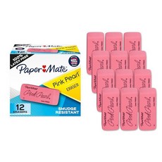 Paper Mate 지우개 핑크 펄 12개 - 라텍스 프리 및 얼룩 방지 학교로 돌아가기 교사 용품, 12 Count