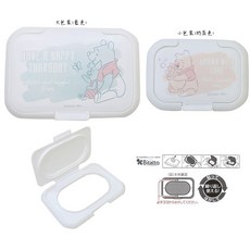 東京速購 Bitatto 小熊維尼水彩風濕紙巾蓋 日本製 重複黏貼 方便攜帶, 1個, 大包裝(藍色)