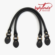 바이핸즈 고급 민무늬 토트 가죽가방끈, 블랙, 1개