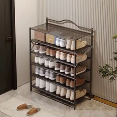 居家生活Easy Buy 免安裝鞋架 置物架 玄關架 收納架, 六層黑武士80cm面寬, 1個