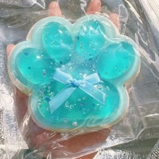 亮燈貓爪捏捏樂 解壓玩具 超軟泥感食玩 減壓玩具, 12*12超大光面海鹽貓爪【pvc袋2, 1個