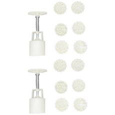 Unionvicky 원형 DIY 엠보싱 핸드 프레스 스탬프 + 월병틀 6개입 세트 50g, 스프링 플라워, 2개