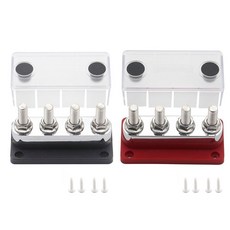 Gloaso Marine Busbar 12V 300A 구리 버스 바 전원 분배 블록 0.8cm(5/16인치) 포스트 터미널 4개 자동차 RV 태양열 가정용 오프 그리드, 600A 4X3/8"( M10) Black&Red