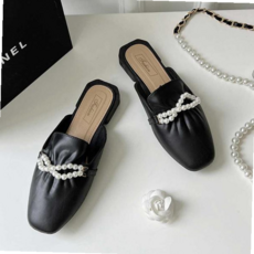 뮬블로퍼뮬구두 여자 출근 룩 직장인 진주 블로퍼 뮬 슬리퍼 코디