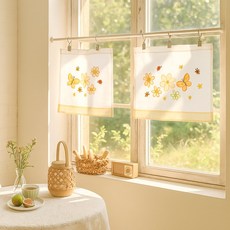 로즈퀸 네츄럴 자수 바란스 커튼 고급 모시 감성