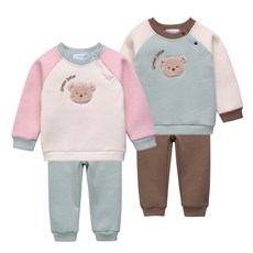 그린베베 국내생산 겨울용 쿠키베어 기모 상하복