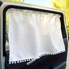 제로리빙 간편 부착 끈 조절 차량용 커튼 햇빛가리개, 와플 화이트, 1개