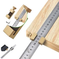 쌍문상회 철직자스토퍼 철자스토퍼 세트 위치지정 목공 구리 눈금자 강철 스틸 2종 포지셔닝 직자 스테인레스 측정공구 토탈공구 직자스토퍼 40872EA, 골드