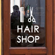 빗과 가위 hair shop 표시 미용실 인테리어 스티커, small, 흰색