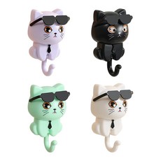 귀여운 냥이 후쿠걸이 4색세트 다용도 벽걸이 후크걸이, 1개, 혼합색상