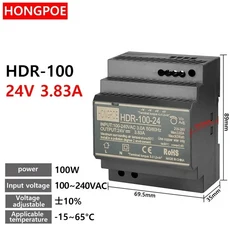DIN 레일 스위칭 전원 공급 장치 SMPS 100-240VAC HDR-15W 30W 12V 0-7.1A 산업용 변압기, 04 24V 3.83A 100W