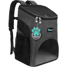 페타미 소형견 및 고양이 배낭 캐리어 항공사 승인 반려동물 통풍 안전 스트랩 하이킹 여행 캠핑 야외용 버클 지지대 최대 18파운드씨 블루, Gray