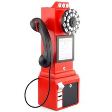 옛날 전화기 소품 다이얼 빈티지 클래식 벽걸이형 레드 레트로 장 엔틱