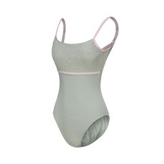 ModLatBal 여성용 캐미솔 발레 댄스 레오타드 성인용 체조 바디수트 조절 가능한 스트랩 포함 베이지/레이스, 미디엄, 그린/레이스