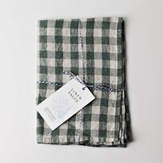Linen Tales 純亞麻擦拭巾 森林綠格紋, 1個