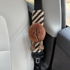 咖啡豆造型安全帶護肩套 汽車裝飾 毛絨玩偶, 咖啡豆護肩 單個, 1個
