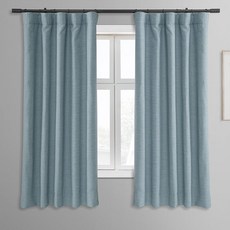 HPD Half Price Drapes BELL 벨ino 텍스처 인조 리넨 암막 커튼 길이 160cm(63인치) (패널 1개) 침실 및 거실용 커튼 너비 127cm(50인치, 50"W x 63"L (Pack of 1), 걸프 블루